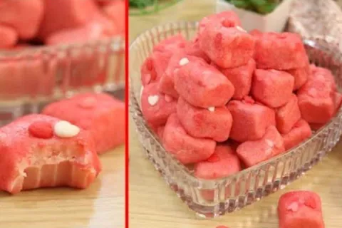 Balinha de morango com poucos ingredientes que rende bastant