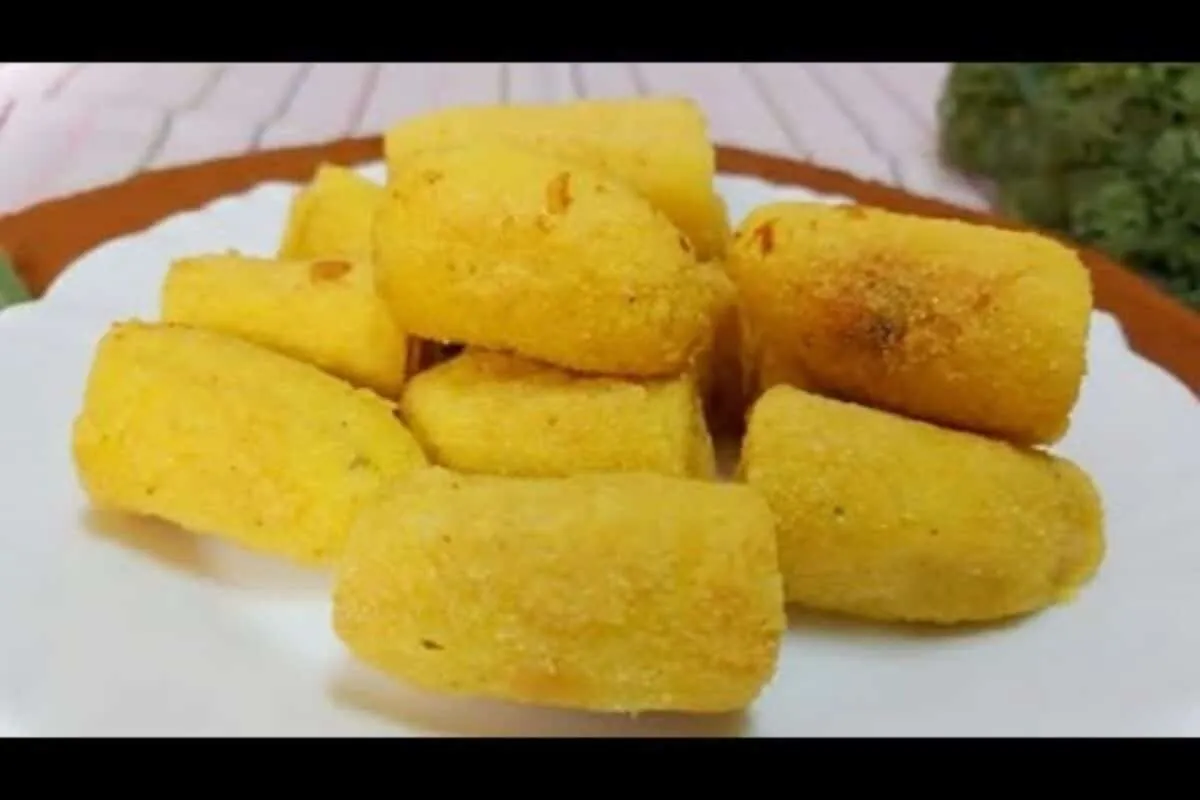 Banana frita a milanesa, crocante por fora e macia por dentr