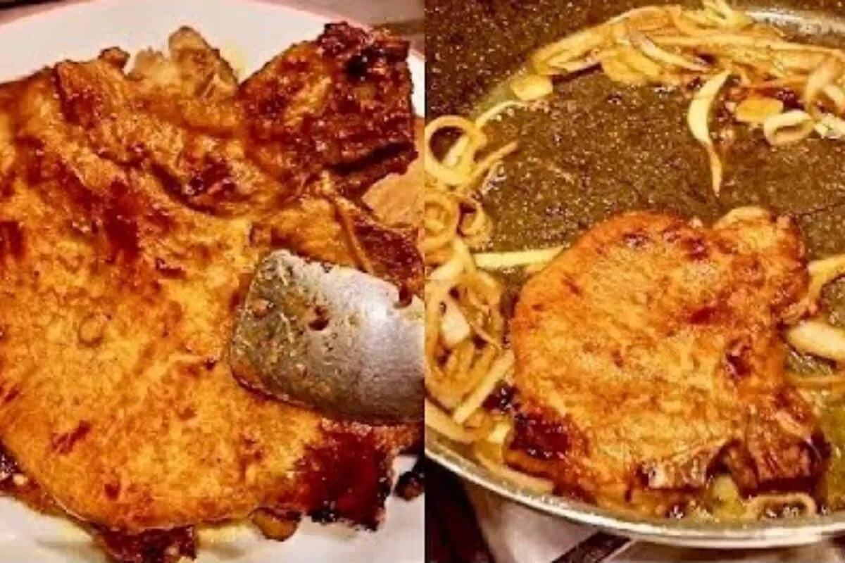 Bisteca de porco suculenta com um segredo especial para seus