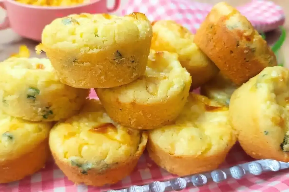 Bolinho salgado leve e saboroso: vai muito bem no café da ma