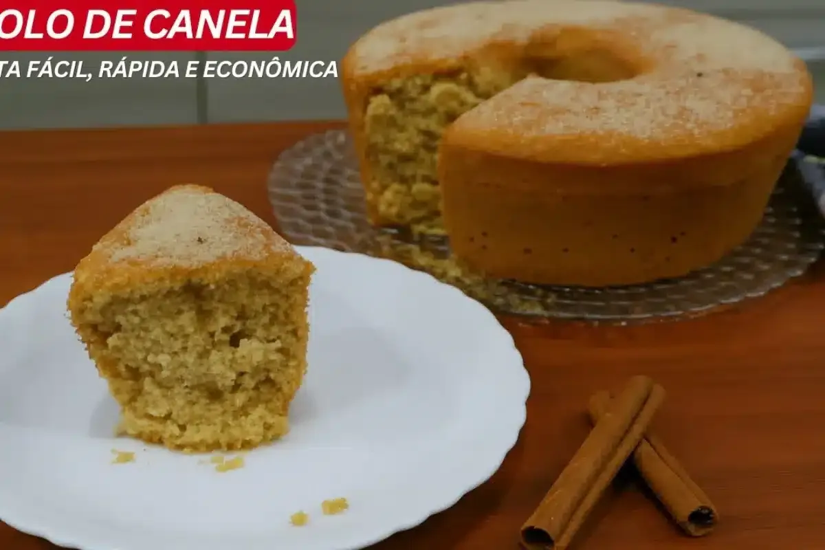 Bolo de canela fofinho e cheiroso, uma receita simples com u