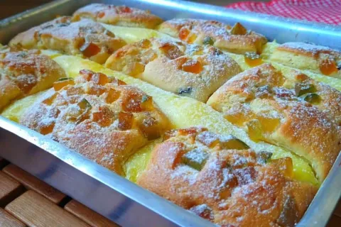 Bolo de frutas: é só misturar, bolo fácil, rápido, úmido e f