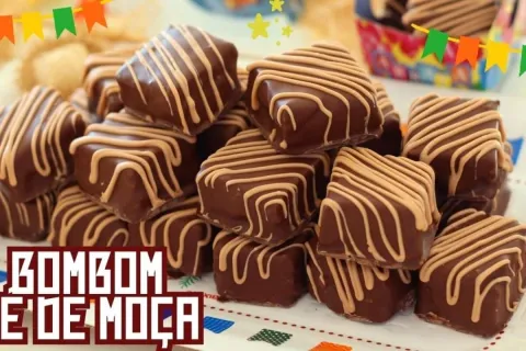 Bombom pé de moça com casquinha crocante e recheio cremoso d