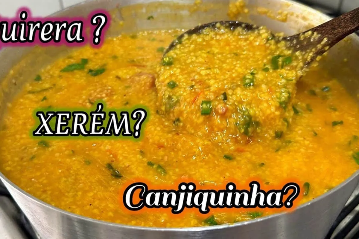 Canjiquinha com pernil, calabresa e bacon, um prato rico em