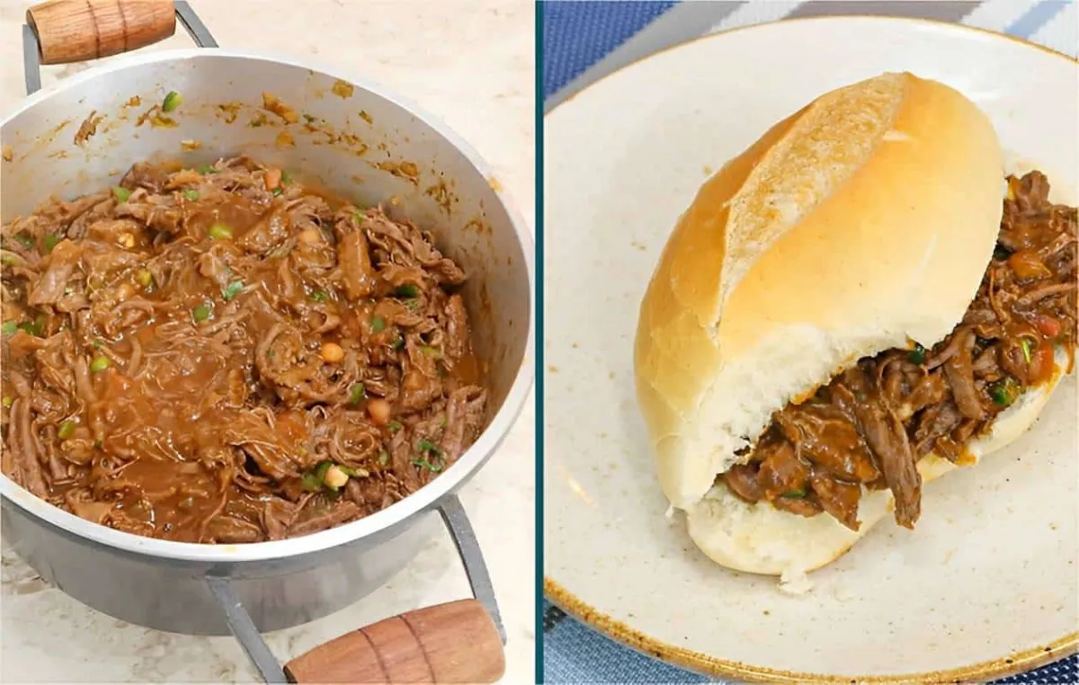 Carne louca para lanches feita na panela de pressão fica pro