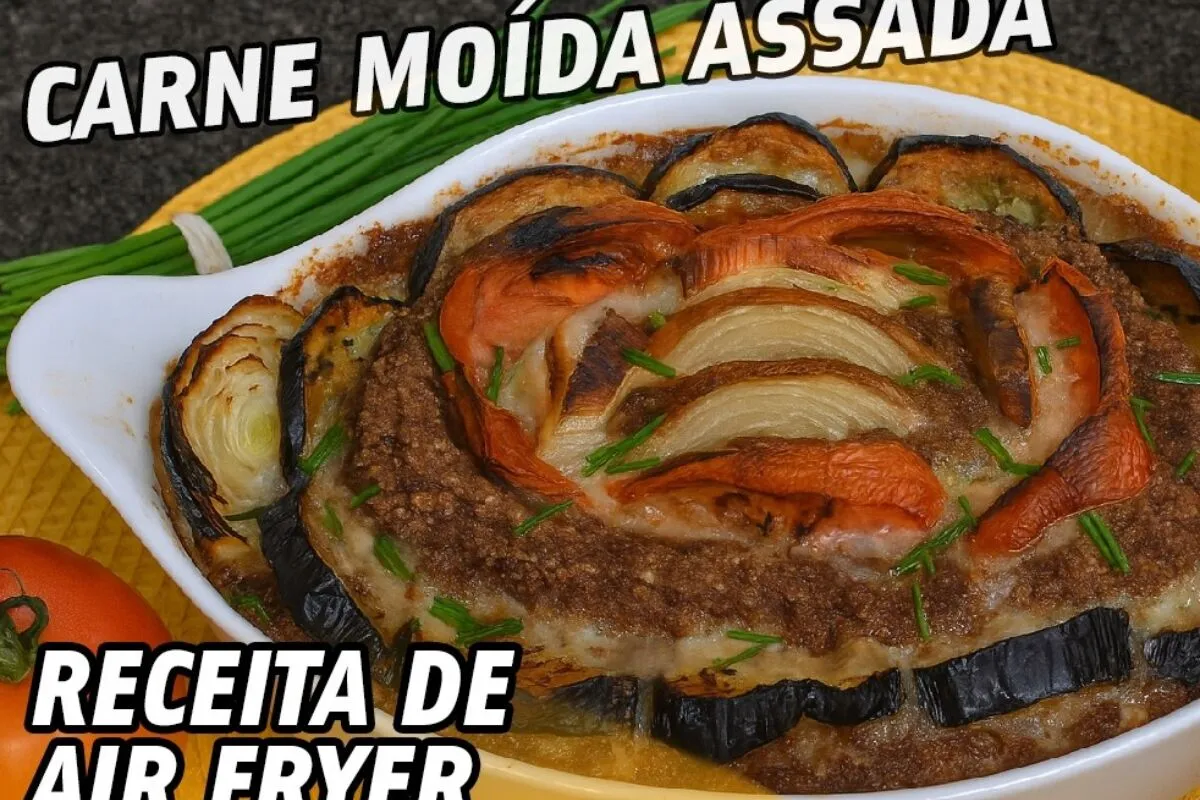 Carne moída assada feita na airfryer de um jeito prático, pa