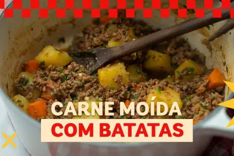 Carne moída com batata simples mas com um tempero saboroso, 