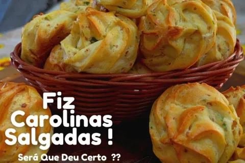 Carolinas salgadas, uma iguaria feita com uma massa leve e u