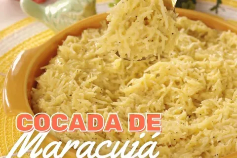Cocada cremosa de maracujá para usar como sobremesa ou reche