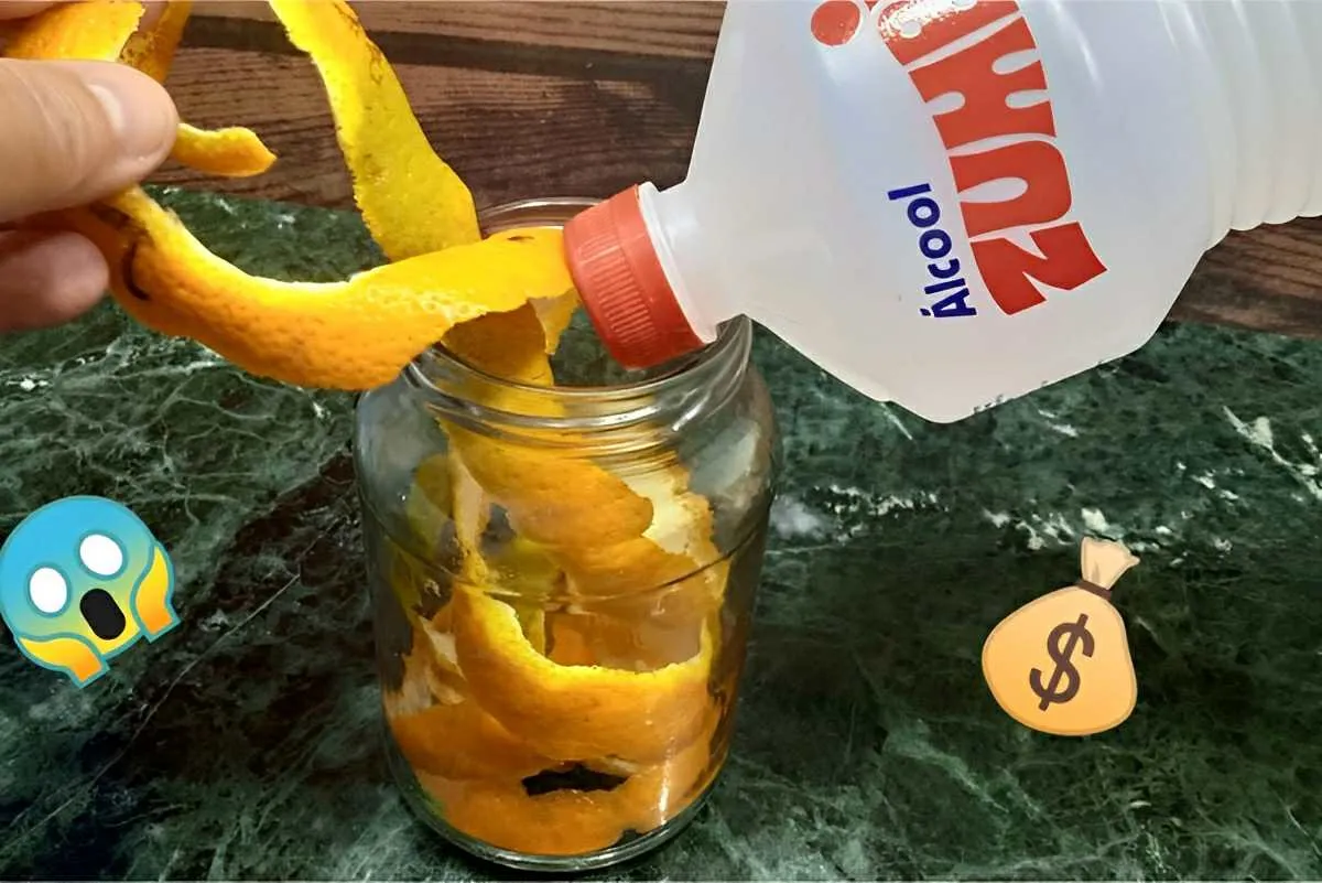 Coloquei álcool na casca de laranja e nunca mais gastei dinh