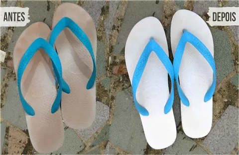 Como desencardir havaianas e deixá-las como novas usando ing