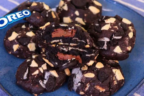 Cookie de Oreo com Nutella crocante por fora e macio por den