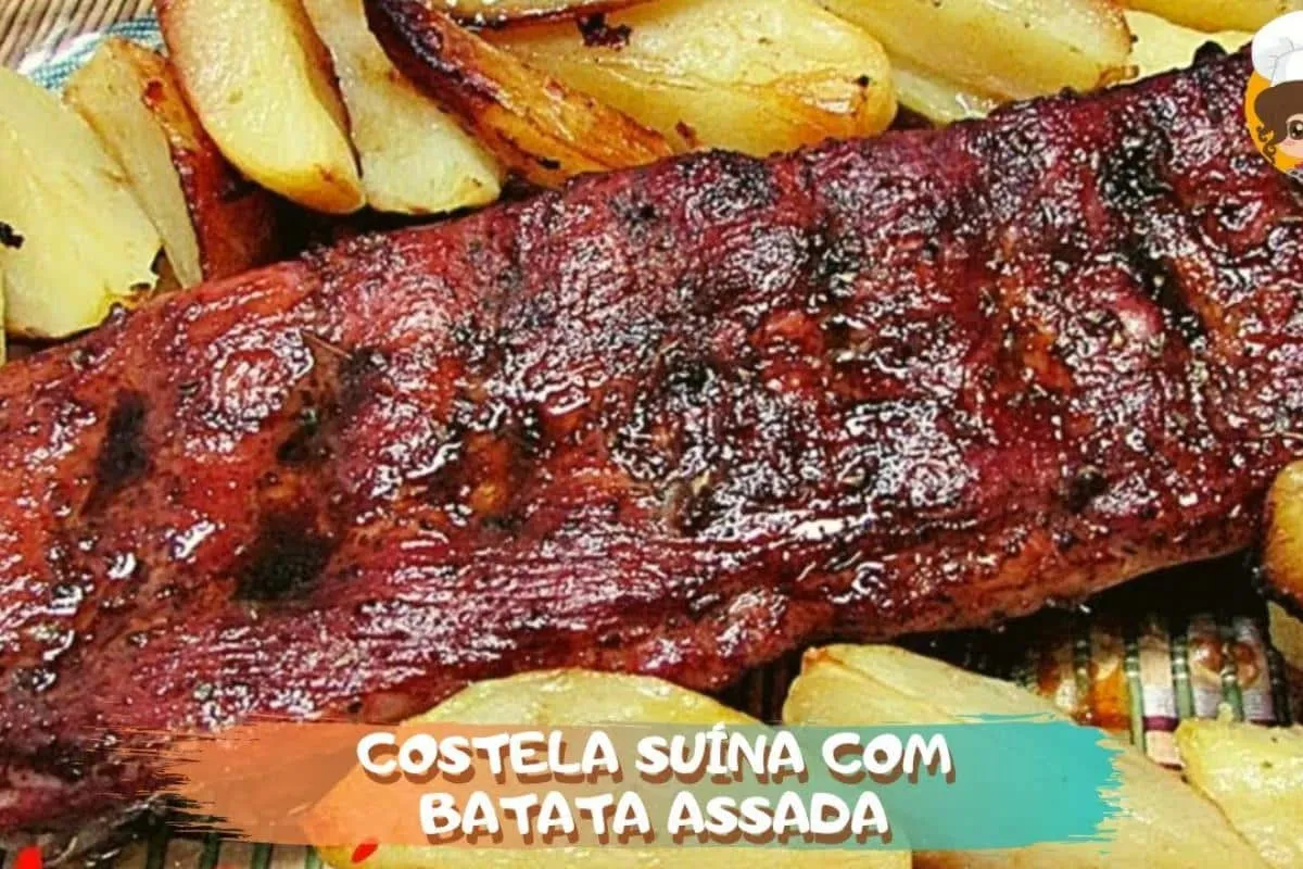 Costela suína com batata que fica perfeita e suculenta para