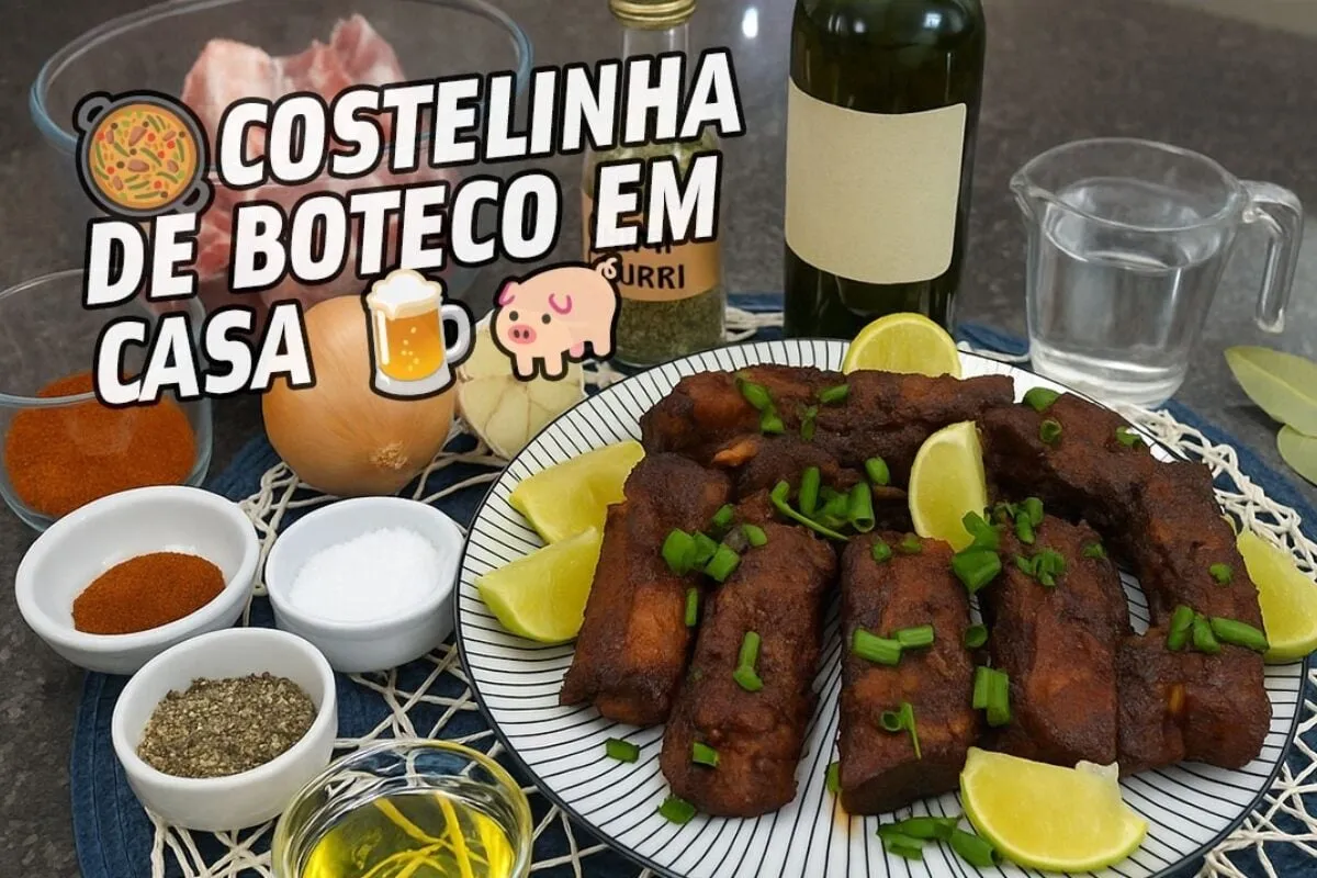 Costelinha de porco na panela bem crocante por fora e sucule