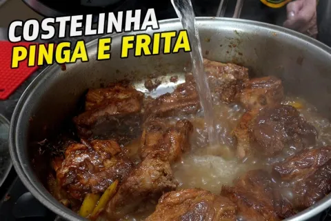 Costelinha pinga frita, que fica deliciosa, douradinha por f