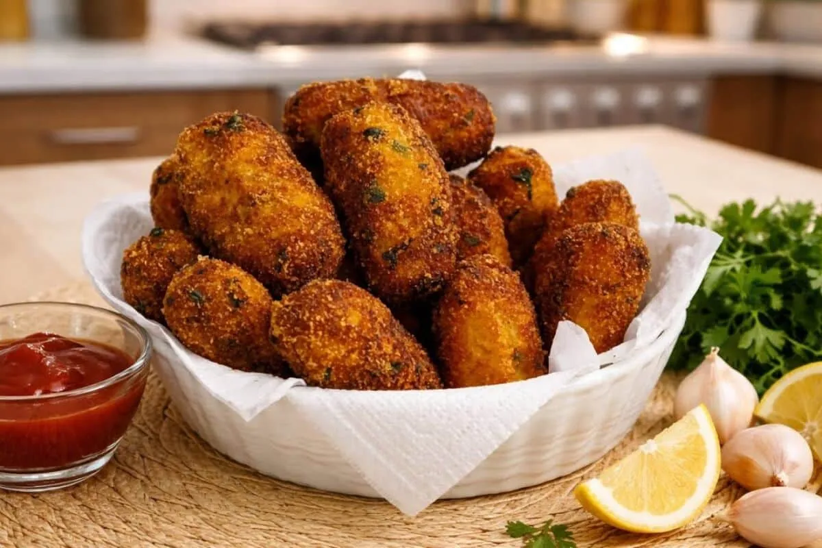 Croquete de frango sem glúten crocante por fora e cremoso po