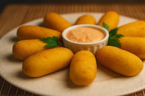 Croquete de milho sequinho e saboroso: ótimo para acompanhar