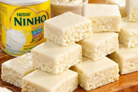 Doce de leite ninho de corte muito macio, que derrete na boc