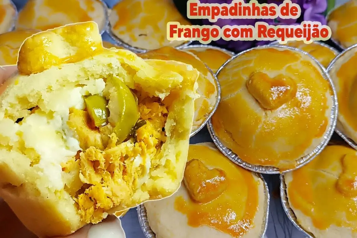 Empadinha de frango com requeijão que desmancha na boca,  um