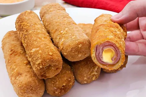 Enroladinho de presunto e queijo sem massa delicioso e muito