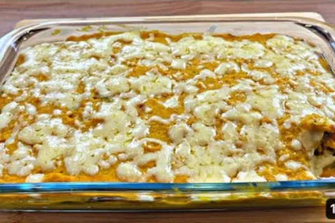 Escondidinho de abóbora cabotiá bem recheado e cremoso, que 