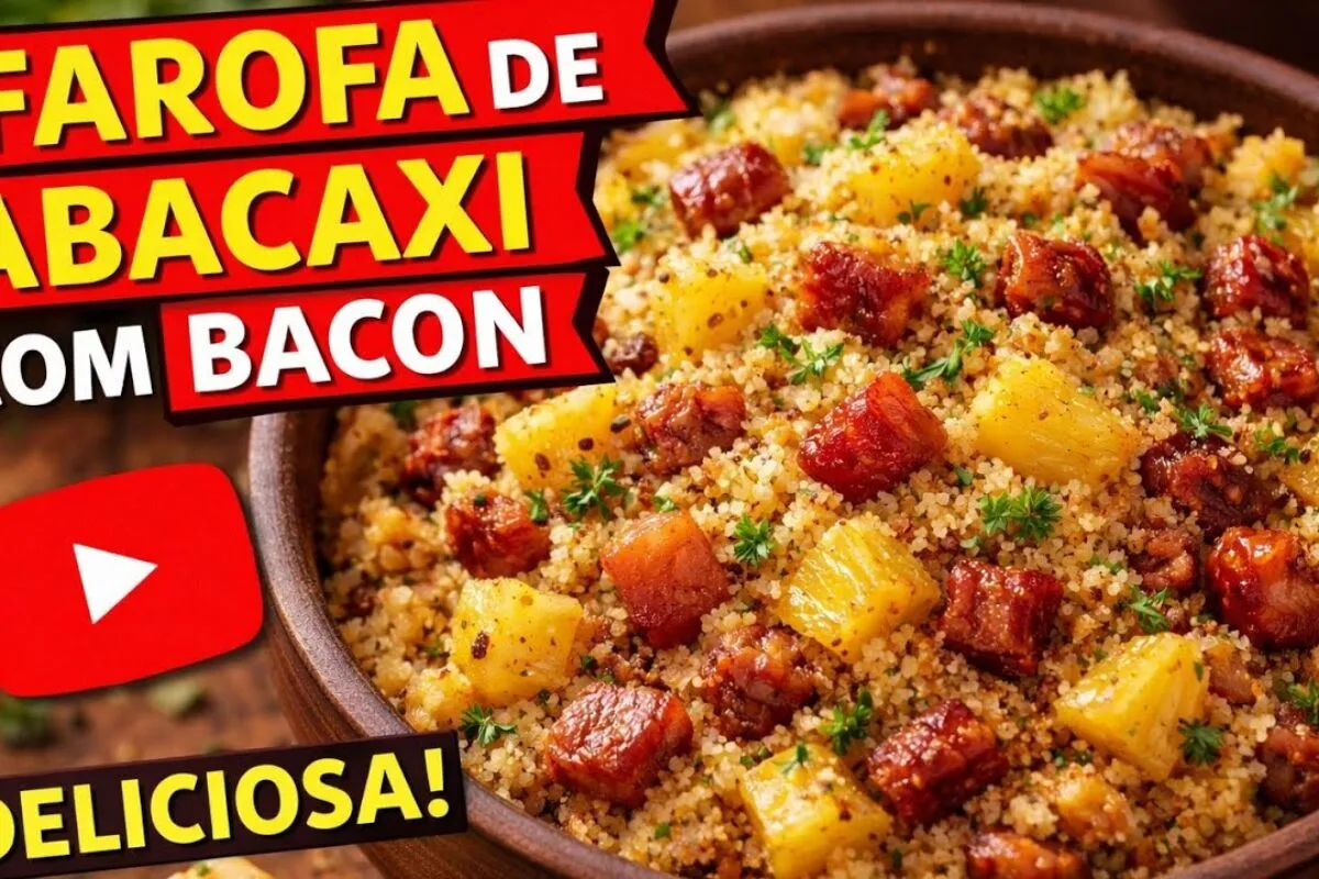 Farofa de abacaxi com bacon de sabor agridoce, o acompanhame