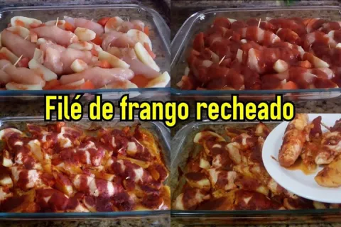 Filé de frango recheado com queijo e batatas ao forno, a opç
