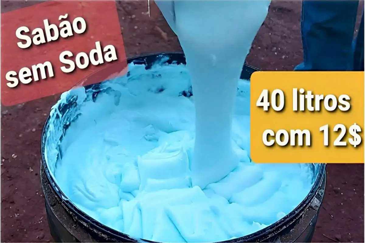 Fiz 40 litros de sabão sem soda perfeito para lavar roupas e
