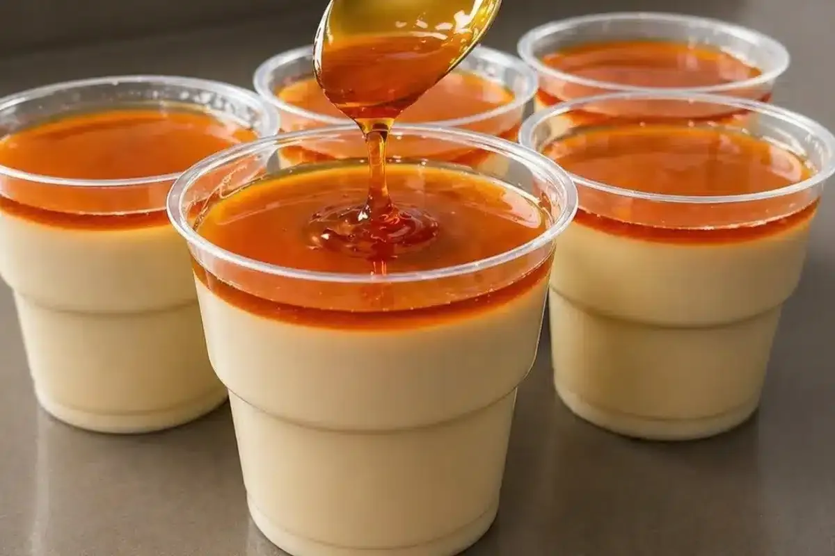 Flan no copinho feito sem ir ao fogo, uma sobremesa muito rá