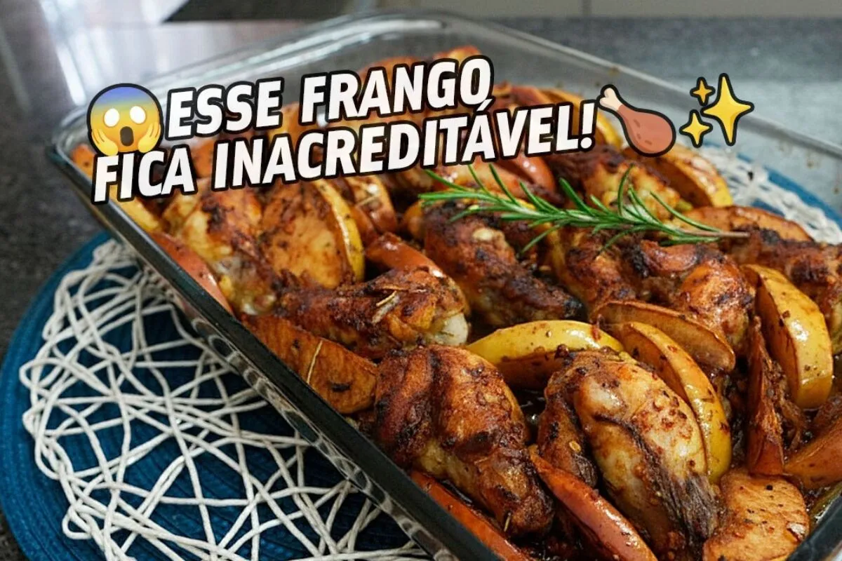 Frango assado com maçã: a combinação inusitada que deixa a c