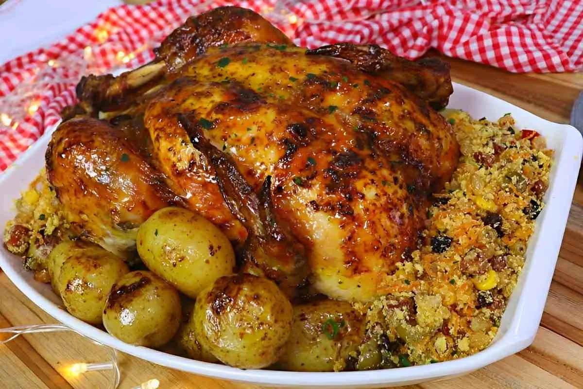 Frango assado fácil delicioso e douradinho perfeito para o a