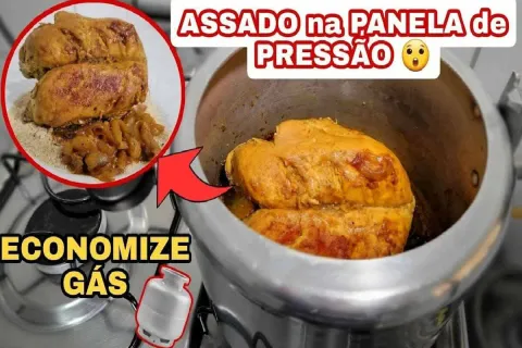 Frango assado na panela de pressão super suculento e macio
