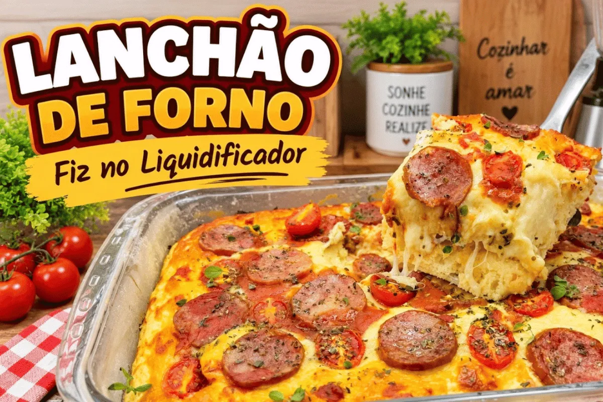 Lanchão de forno de liquidificador com recheio caprichado, p