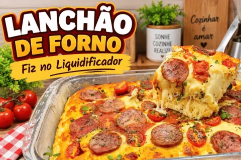 Lanchão de forno de liquidificador com recheio caprichado, p