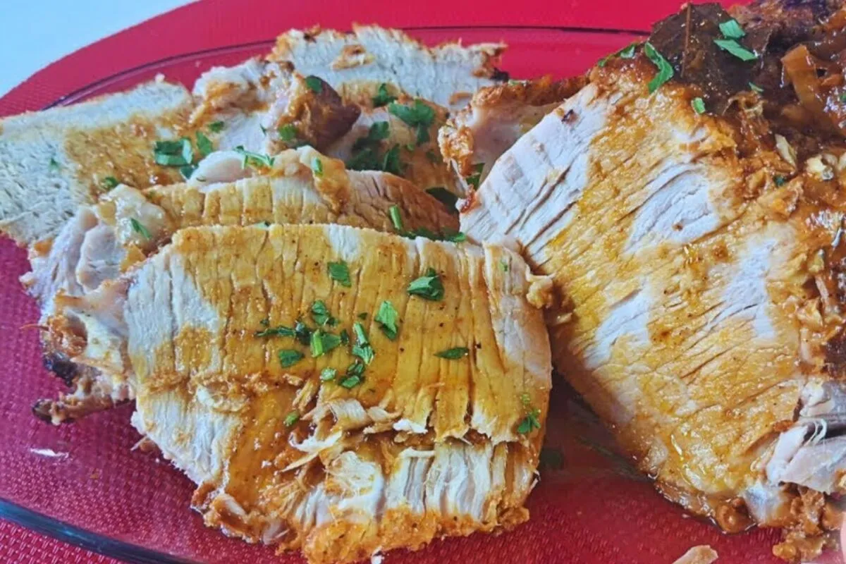Lombo de porco na panela de pressão bem douradinho, extremam