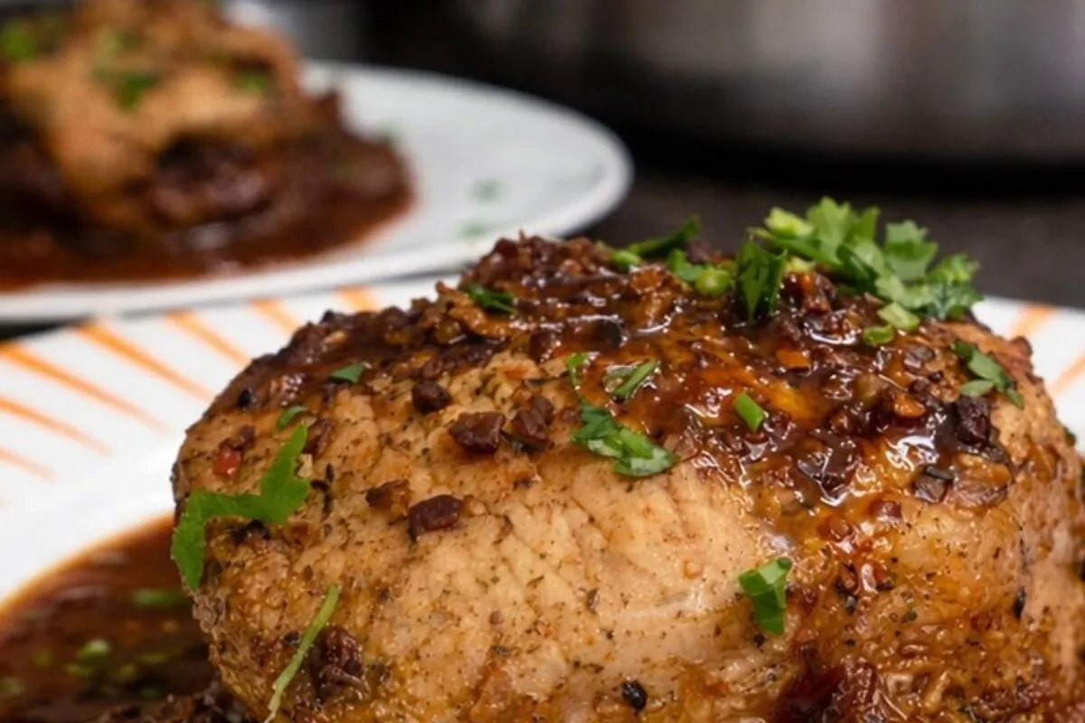 Lombo suíno suculento: a carne não fica seca e sim macia, co