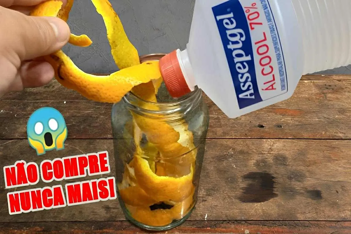Misturei álcool com casca de laranja e fiz um limpador multi