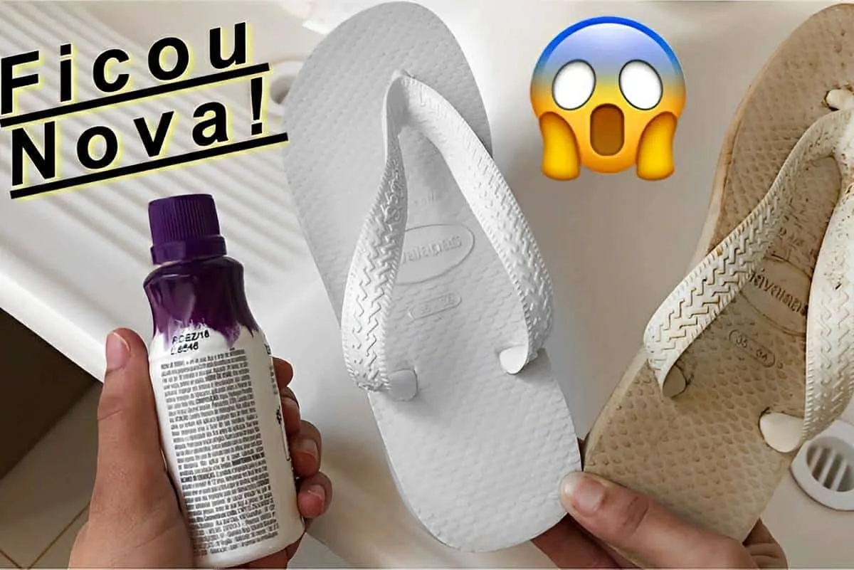Misturinha caseira para limpar chinelos e tênis brancos deix