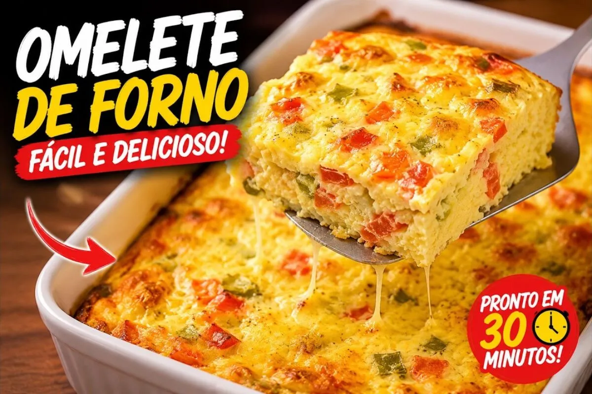 Omelete de forno low carb fácil e deliciosa, uma refeição le
