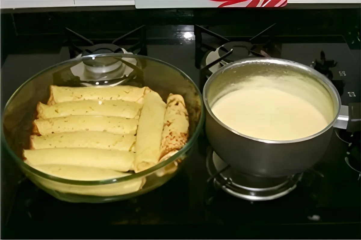 Panqueca de frango com molho branco receita de restaurante p