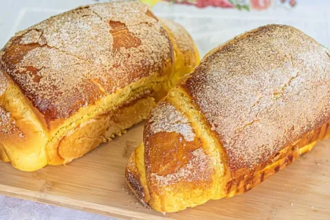Pão caseiro de abóbora cabotiá delicioso para diferenciar a 