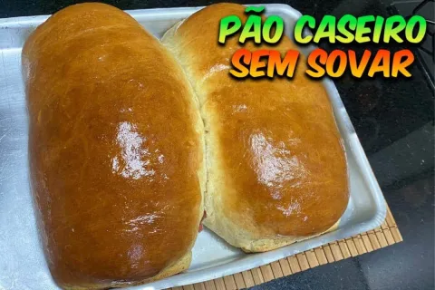 Pão caseiro recheado que não precisa sovar e fica uma delíci