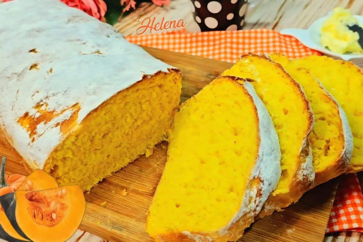 Pão de abóbora fofinho feito sem precisar sovar e sem fazer