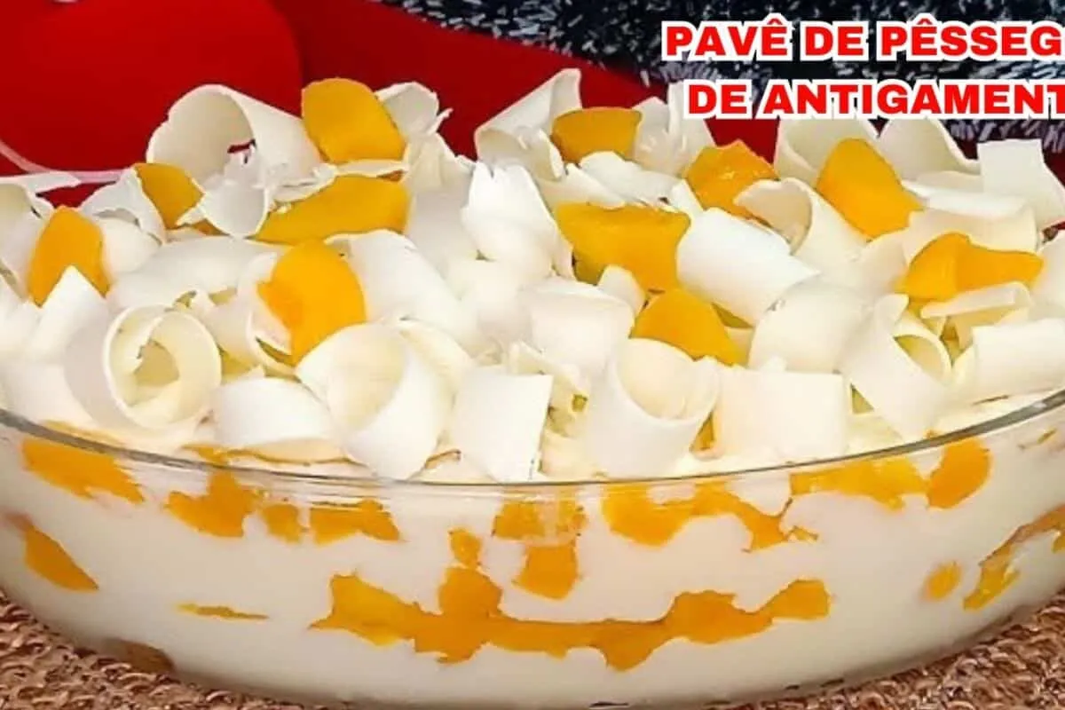 Pavê de pêssegos com um gostinho de sobremesa de antigamente