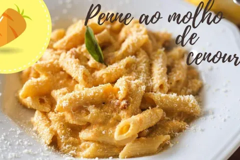 Penne ao molho de cenoura super cremoso e fácil de fazer, um
