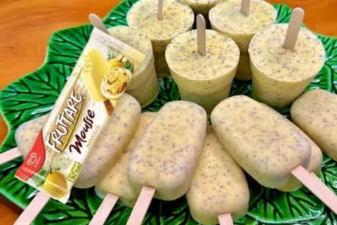 Picolé caseiro de maracujá tipo mousse, que fica super cremo