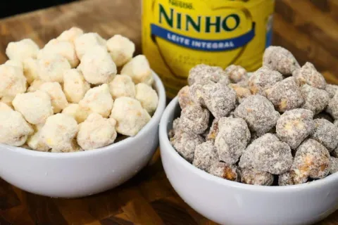 Pipoca doce gourmet de Leite Ninho que fica crocante e delic