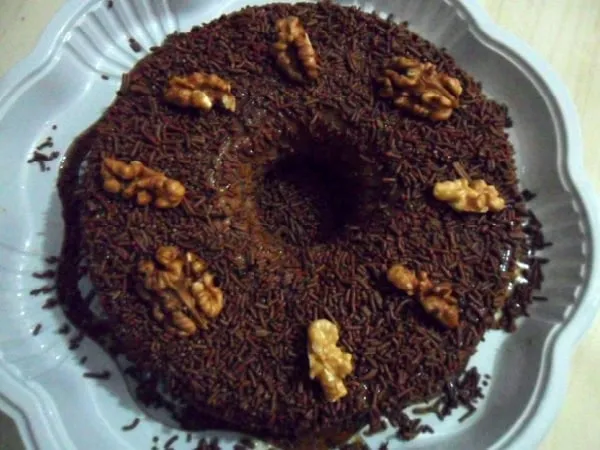 Pudim de Chocolate com Nozes