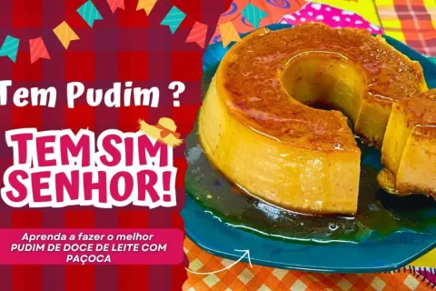 Pudim de doce de leite com paçoca que não fica enjoativo e t