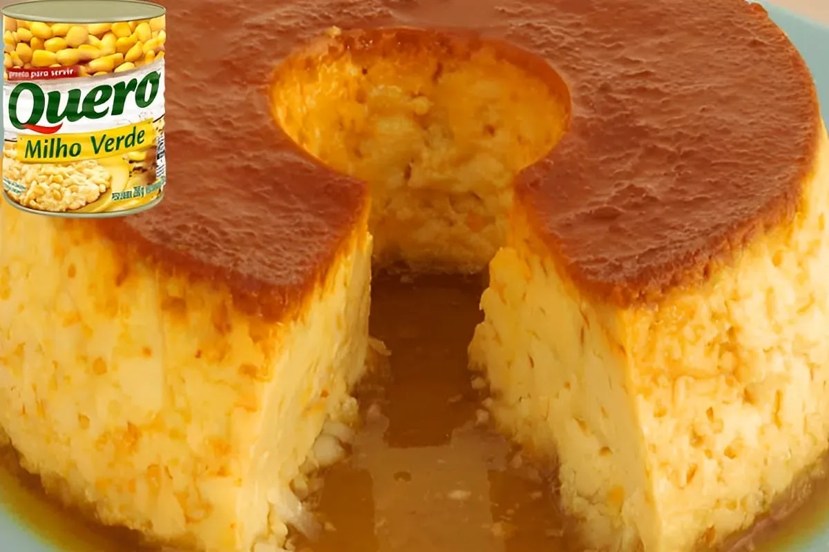 Pudim de milho de latinha muito fácil é só bater tudo no liq